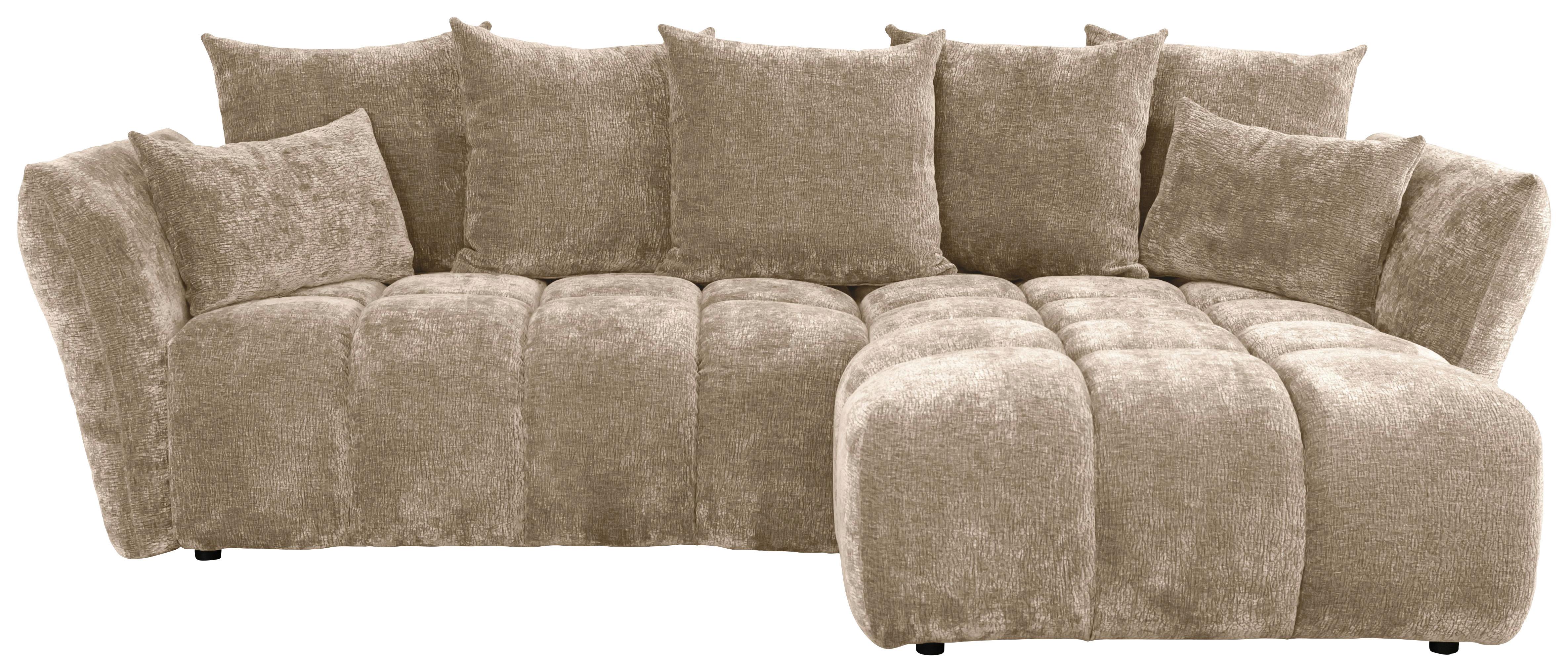 Univerzálna sedačka CAMMELLIO, sivohnedá ženilka, 7 vankúšov - čierna/taupe, Modern, textil (296/189cm) - Mömax