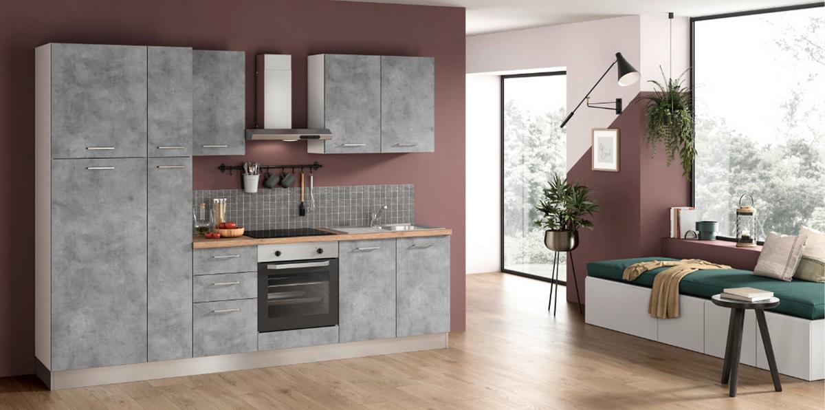 Küchenzeile Aura Mit Kühlschrank 285 cm - Honigeiche/Hellgrau, LIFESTYLE, Holzwerkstoff/Kunststoff (285cm) - MID.YOU