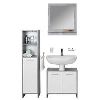 Badezimmer Attack Weiß/Betonoptik 3-Teilig - Hellgrau/Weiß, MODERN, Holzwerkstoff (92/190/28cm)
