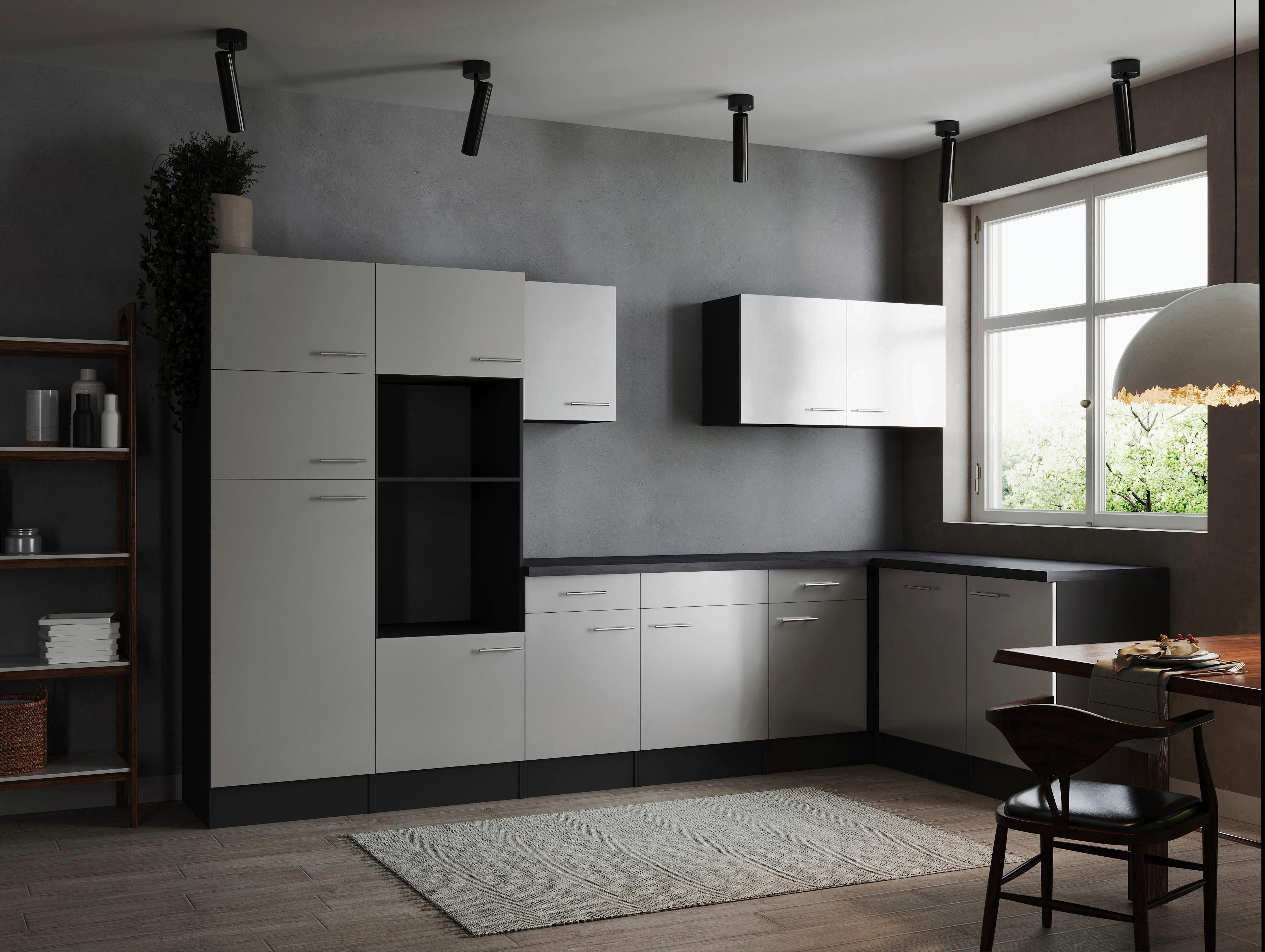 Eckküche Oliver Grau, Weiß S: 340x172cm - Weiß/Grau, Design, Holzwerkstoff (340/172cm) - Respekta