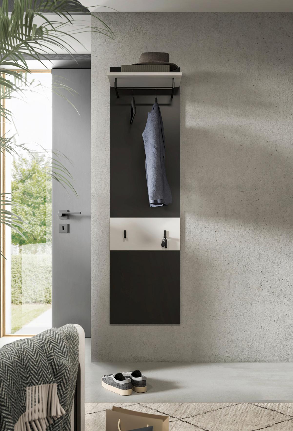 Garderobenpaneel Canu Grau/Weiß B: 45 cm - Weiß/Grau, Design, Holzwerkstoff (45/165/29cm) - Livetastic