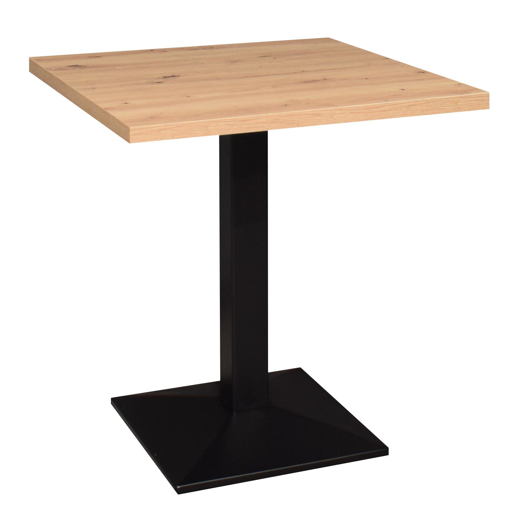 Bistro stolek JEFF 70x70 cm - černá/barvy dubu, Moderní, kov/kompozitní dřevo (70/75/70cm) - Modern Living