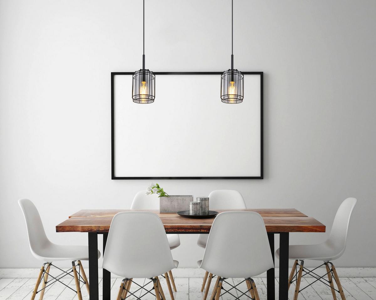 Hängeleuchte Kammi - Schwarz, MODERN, Glas/Metall (13/120cm) - Globo