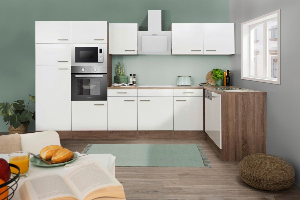Eckküche Oliver L-Küchenblock 340 Cm - Eichefarben/Weiß, Basics, Holzwerkstoff (340/172cm) - Respekta