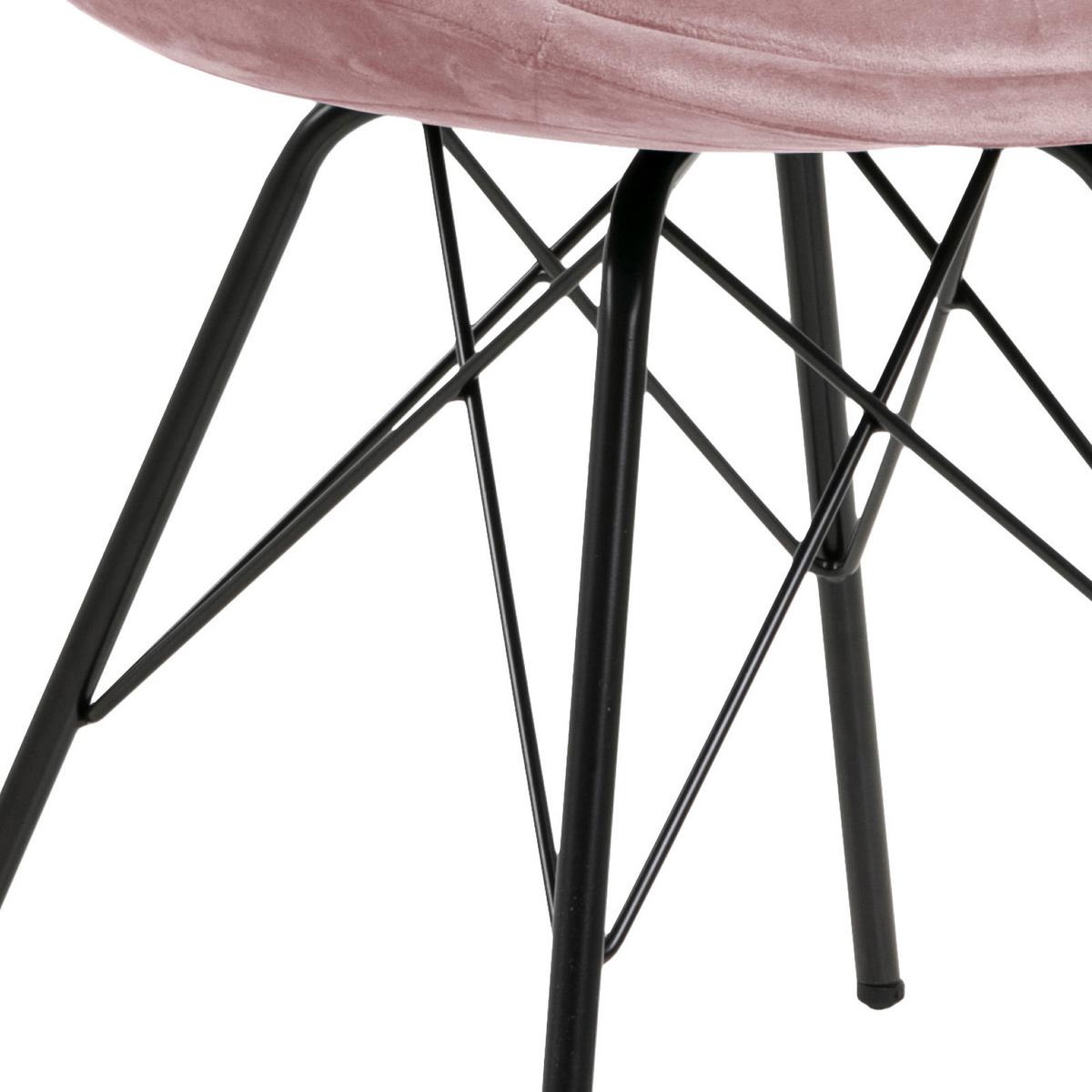 Jídelní židle ERIS samet - starorůžová/černá, Trend, kov/textil (48,5/85,5/54cm) - Carryhome
