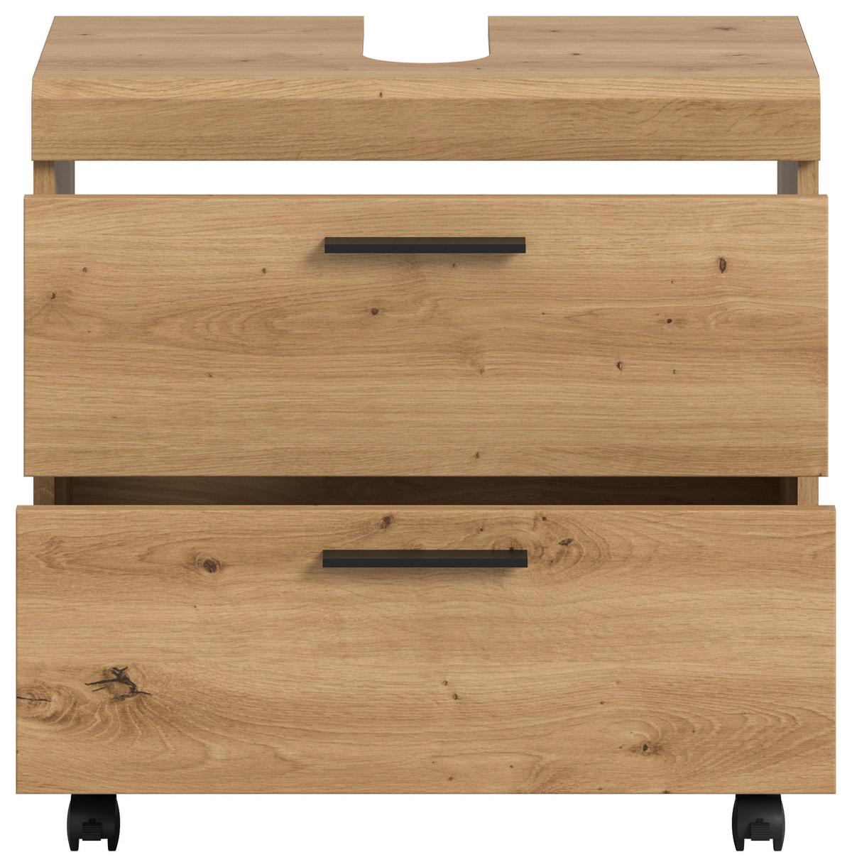 Waschbeckenunterschrank Scout Eiche Artisan Dekor B: 60cm - Schwarz/Eiche Artisan, Trend, Holzwerkstoff (60/60/34cm) - MID.YOU