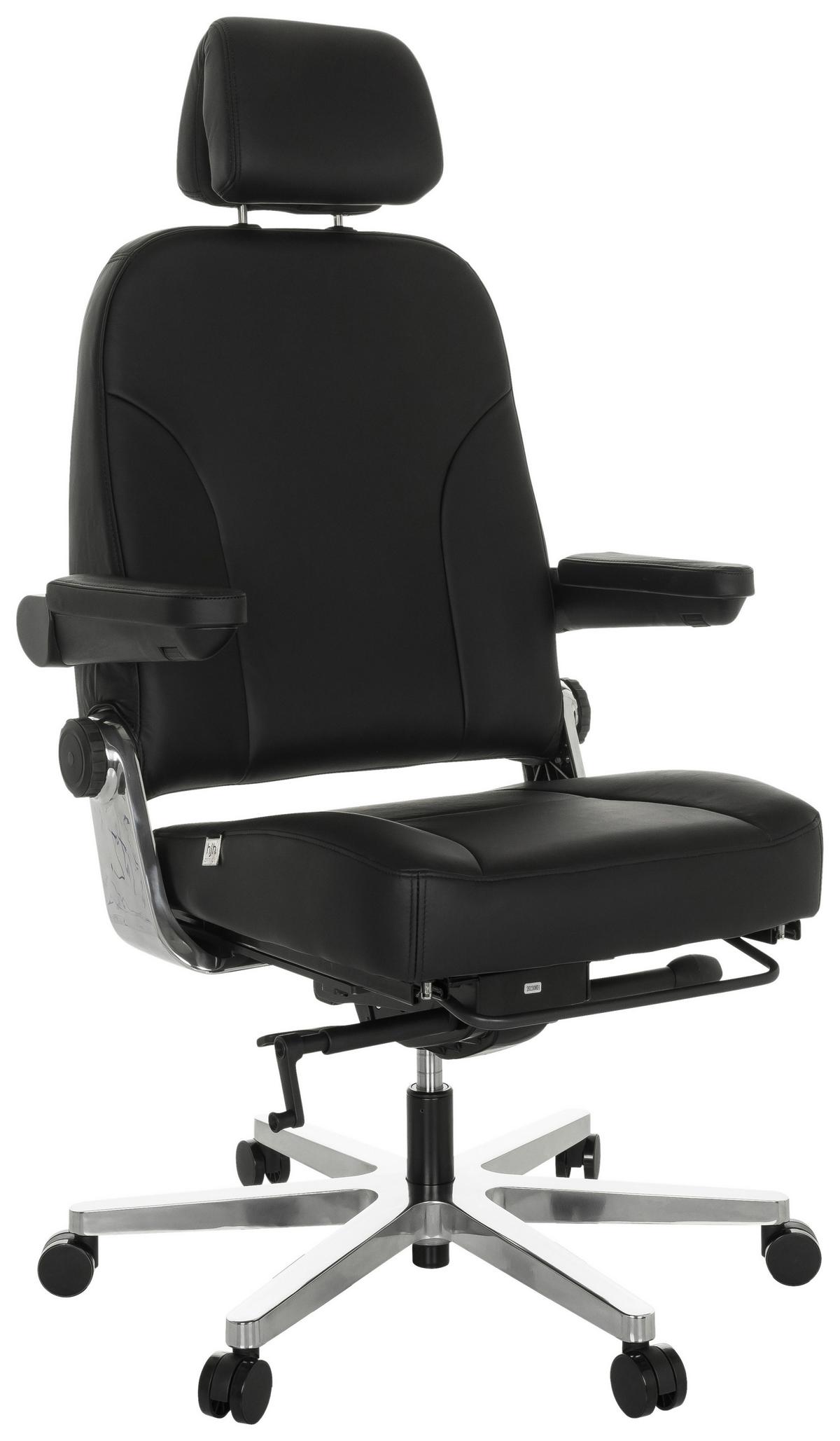 Chefsessel 24 Hours F - Silberfarben/Schwarz, Basics, Leder/Metall (70/123-133/63cm) - MID.YOU