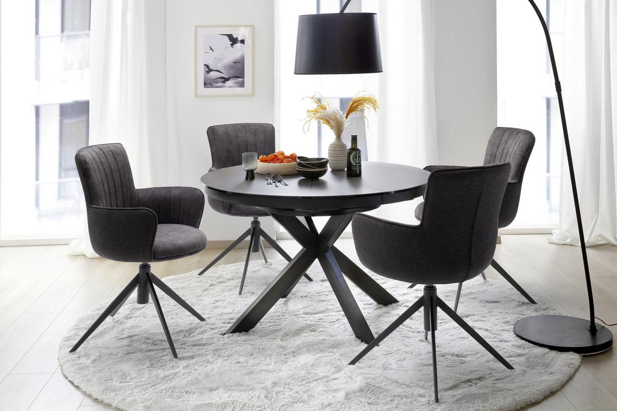 Esstisch ausziehbar Winnipeg 120-160x120 cm Anthrazit - Anthrazit, Design, Keramik/Metall (120-160/120/76cm) - Livetastic