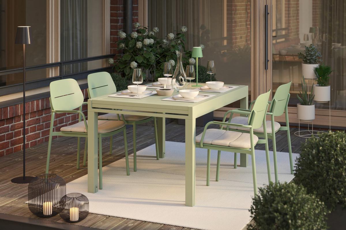 ZAHRADNÍ STŮL VERDE - šalvějově zelená, Moderní, kov (270/76/90cm) - Modern Living