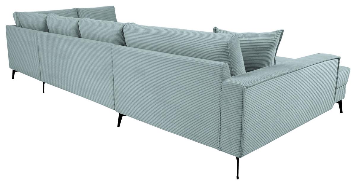 Wohnlandschaft Zero Hellblau U-Form 195x362x173cm - Salbeigrün/Schwarz, Trend, Textil (173/362/195cm)