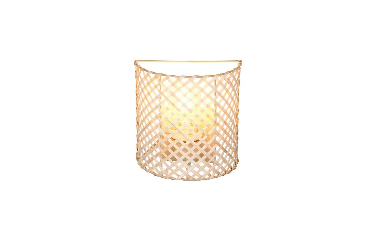 Wandleuchte Bina Naturfarben Beige B: 19 cm - Beige/Naturfarben, Natur, Naturmaterialien/Metall (19/19/10,5cm)