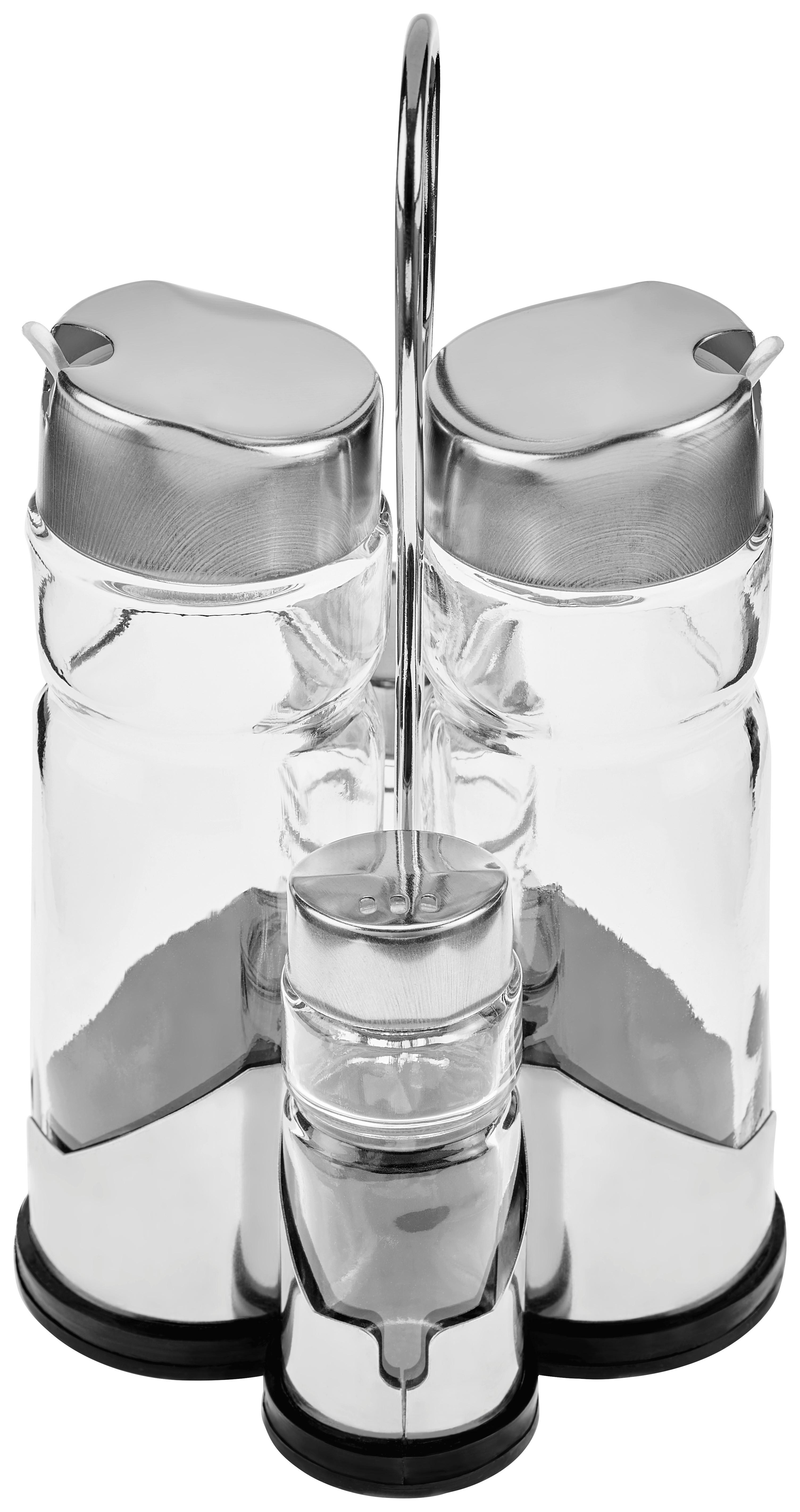 Asztalifűszertartó-szett Carola - krómszínű/átlátszó, Konventionell, üveg/fém (15,5cm)