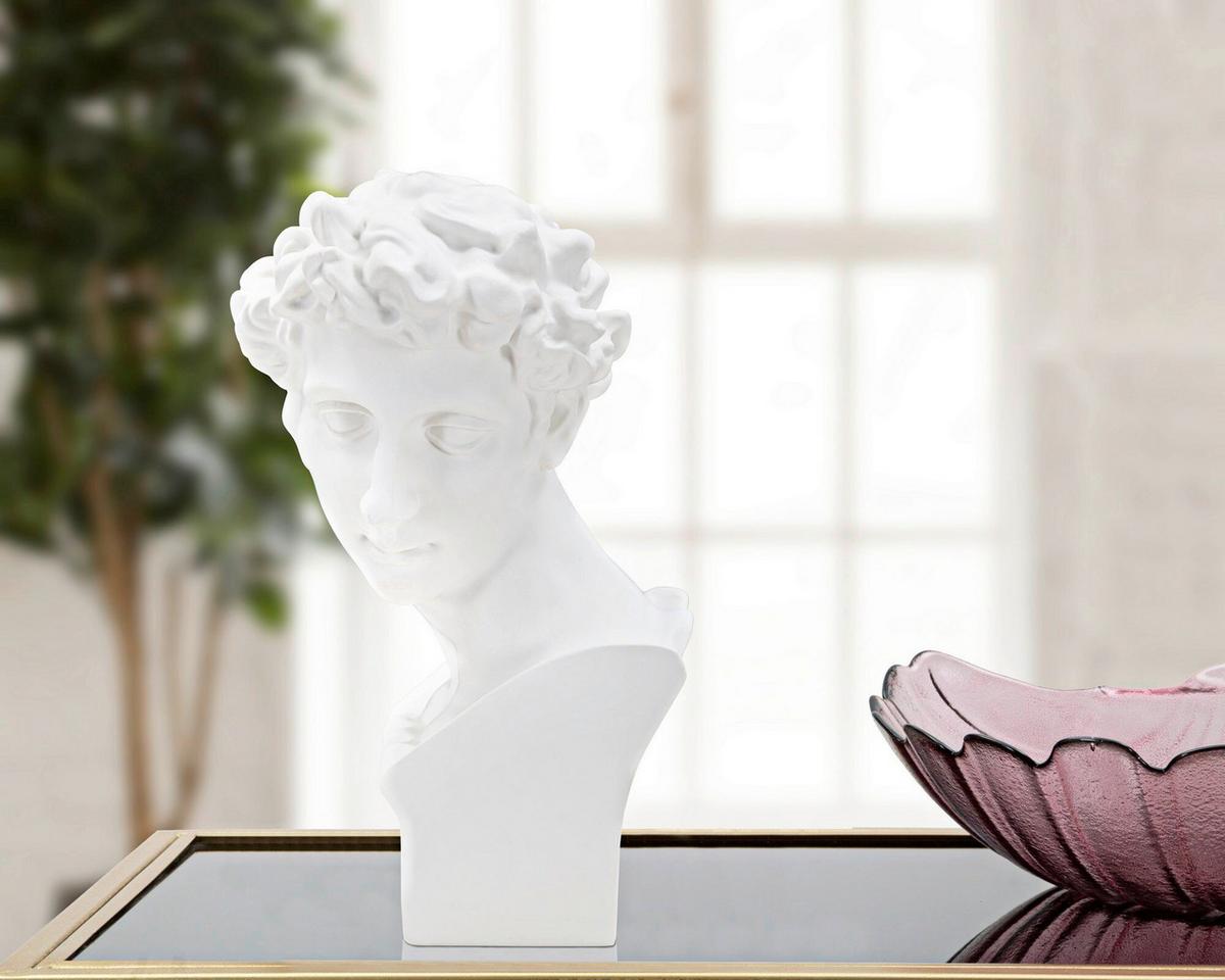 Skulptur Roman Young Weiß, B: 20 cm - Weiß, Basics, Kunststoff (20/30/17.5cm)