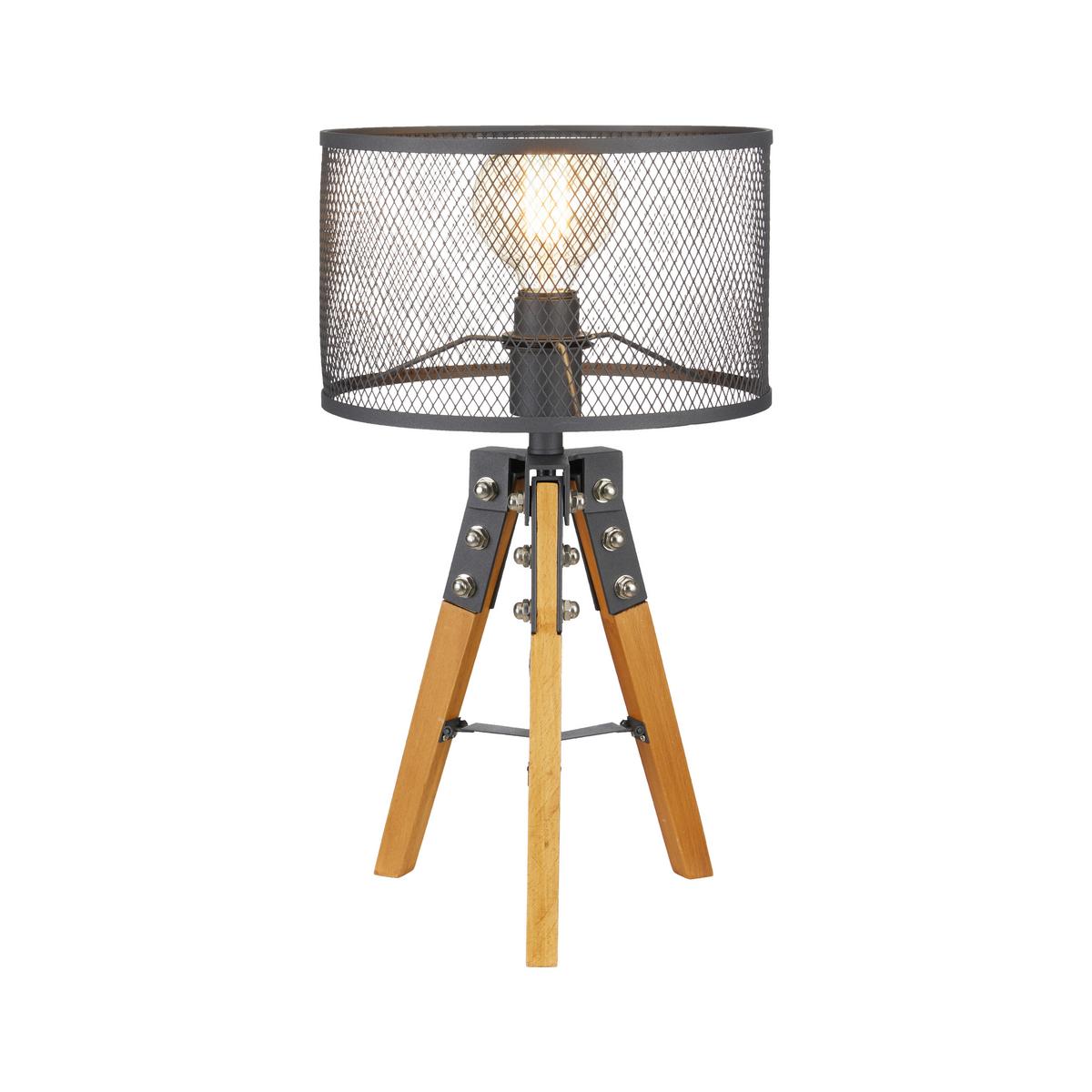 Stolní lampa SERAPHINA max. 40 Watt - černá, Moderní, kov/dřevo (30/50cm) - Bessagi Home
