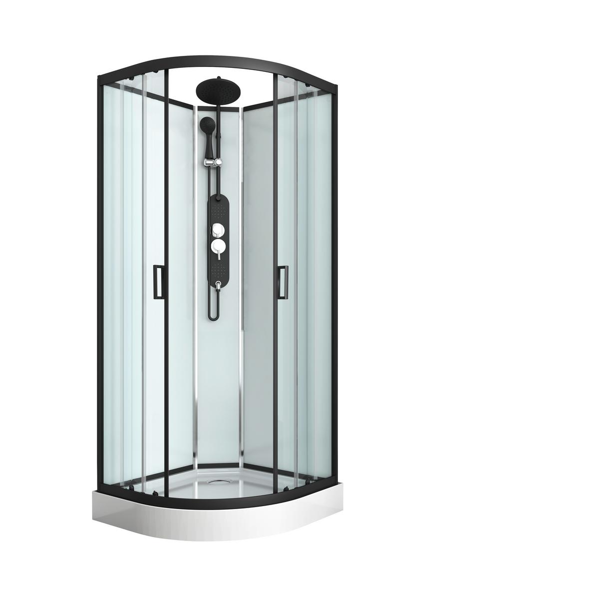 Duschkabine Epic 1 Komplett- Set Eckeinstieg inkl. Zubehör - Schwarz, MODERN, Glas/Metall (90/90/230cm) - Sanotechnik