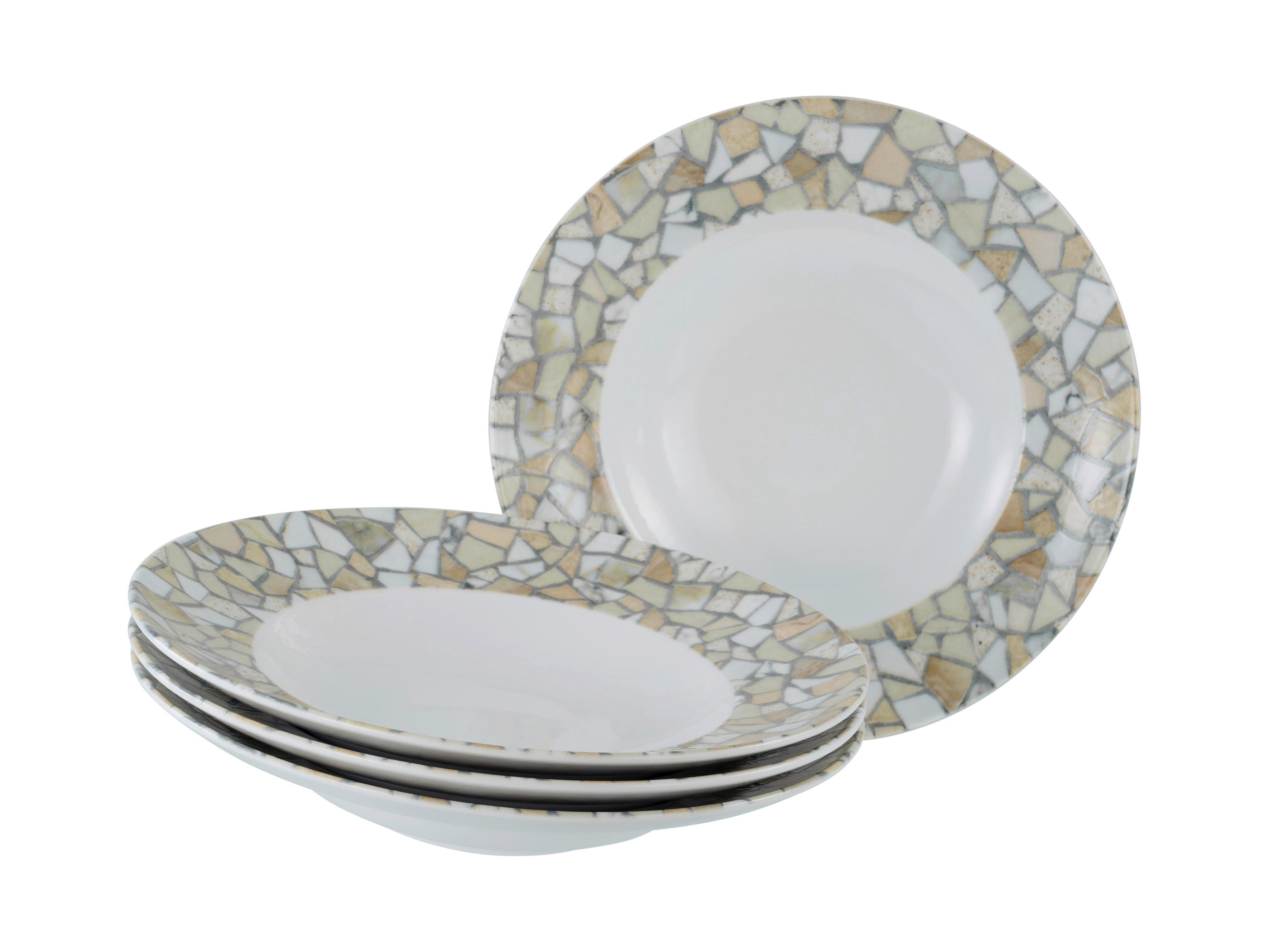 Pastateller Siena Porzellan, Weiß/Beige, 4 Stück - Beige/Weiß, Basics, Keramik - Creatable