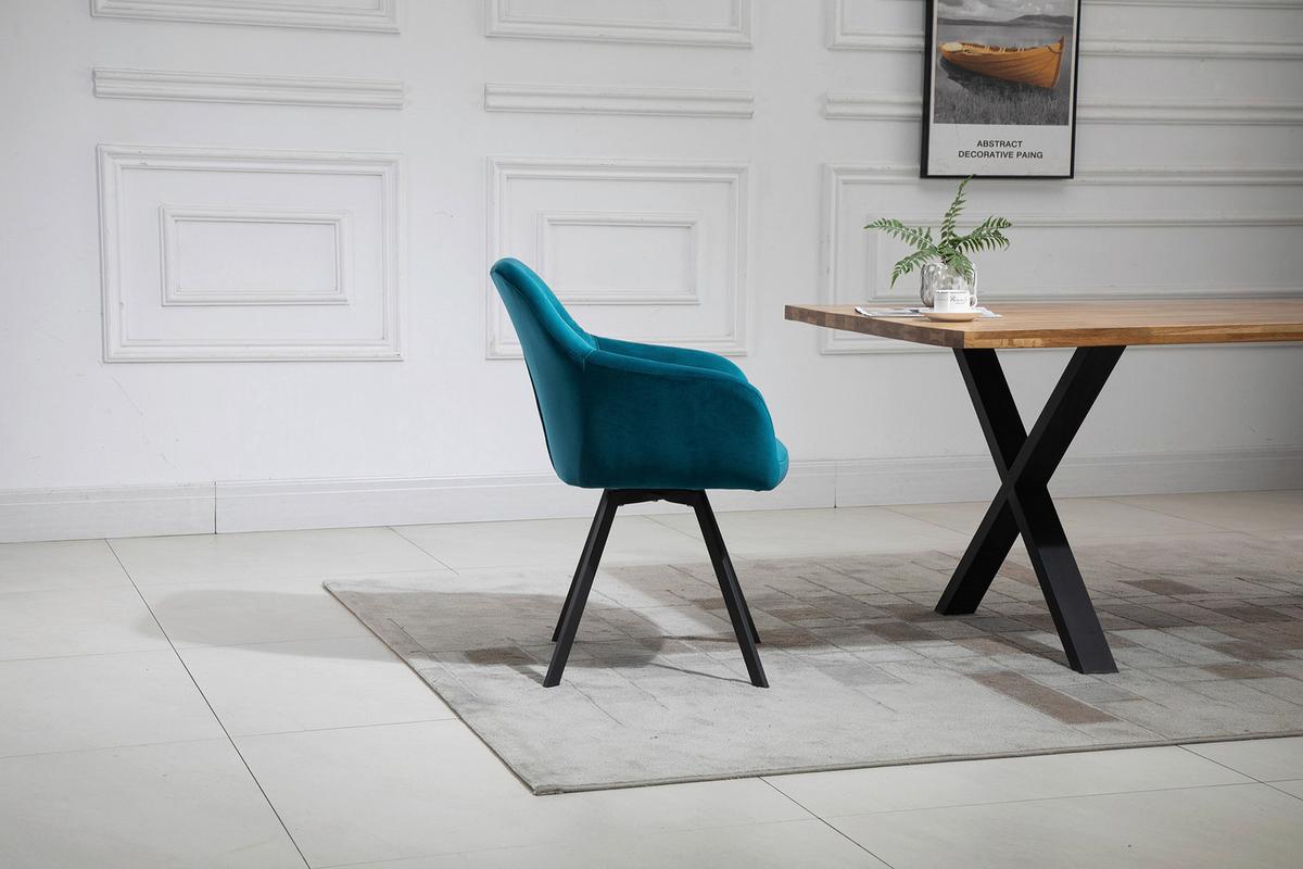 Armlehnstuhl Türkis B: 61 Cm - Türkis/Schwarz, MODERN, Textil/Metall (61/85/62cm) - Livetastic