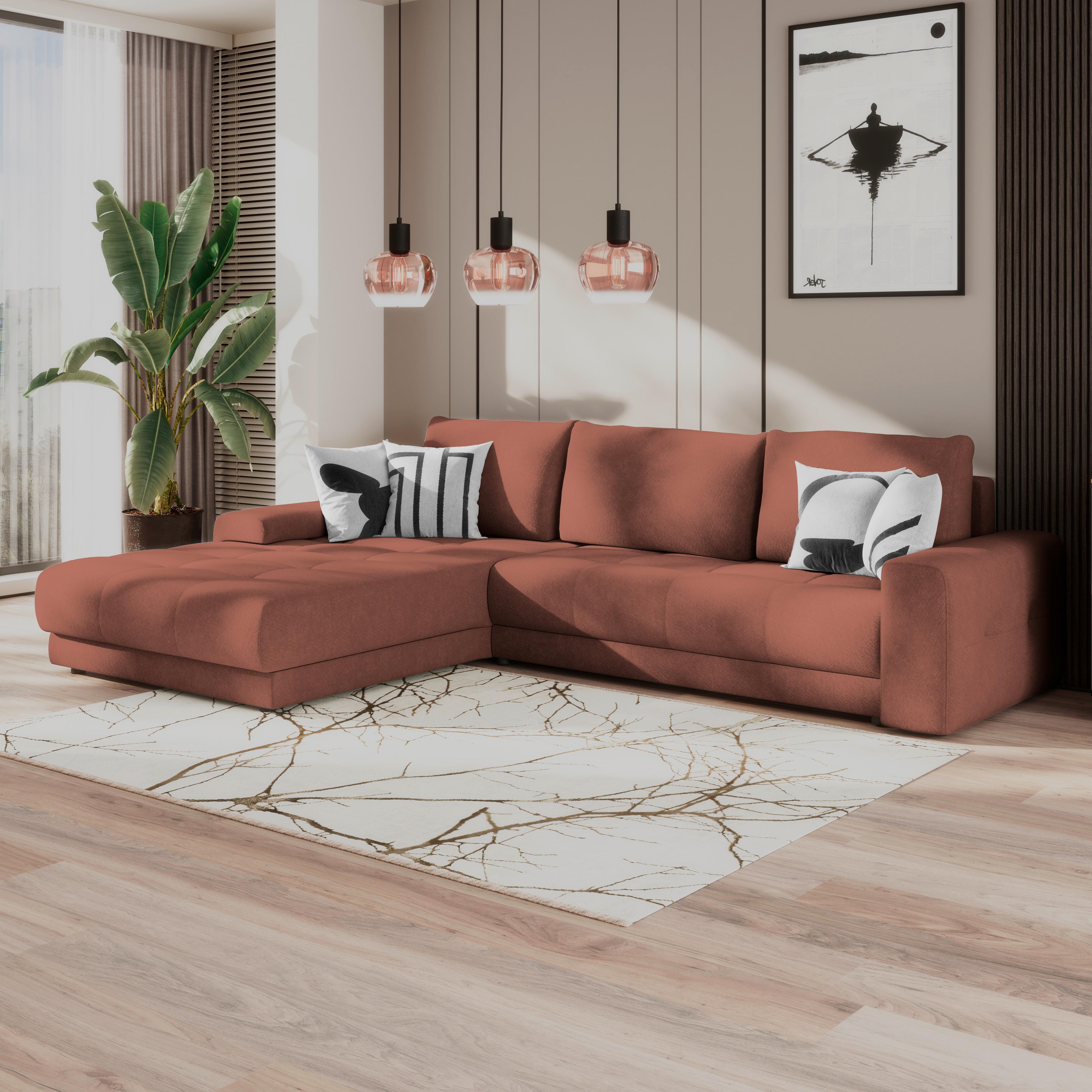 Ecksofa Adria Rostfarben S: 213x308 cm - Rostfarben, Trend, Textil (213/208cm) - Luca Bessoni