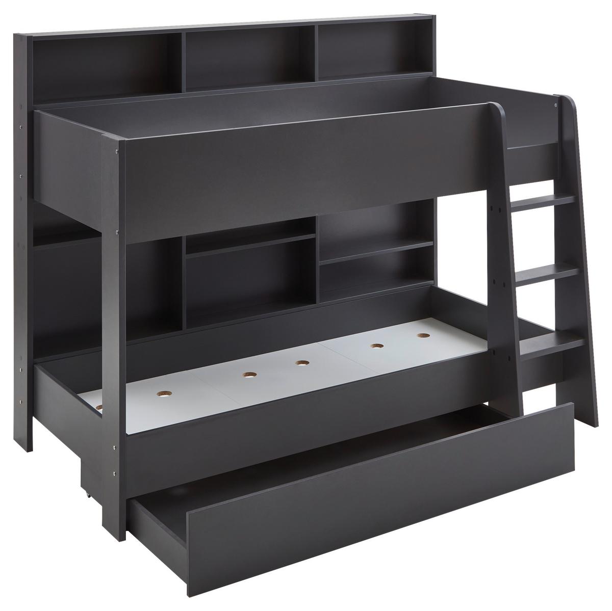 Etagenbett Sely Anthrazit Dekor, Lf: 90x200 Cm - Anthrazit, KONVENTIONELL, Holzwerkstoff (90/200cm)