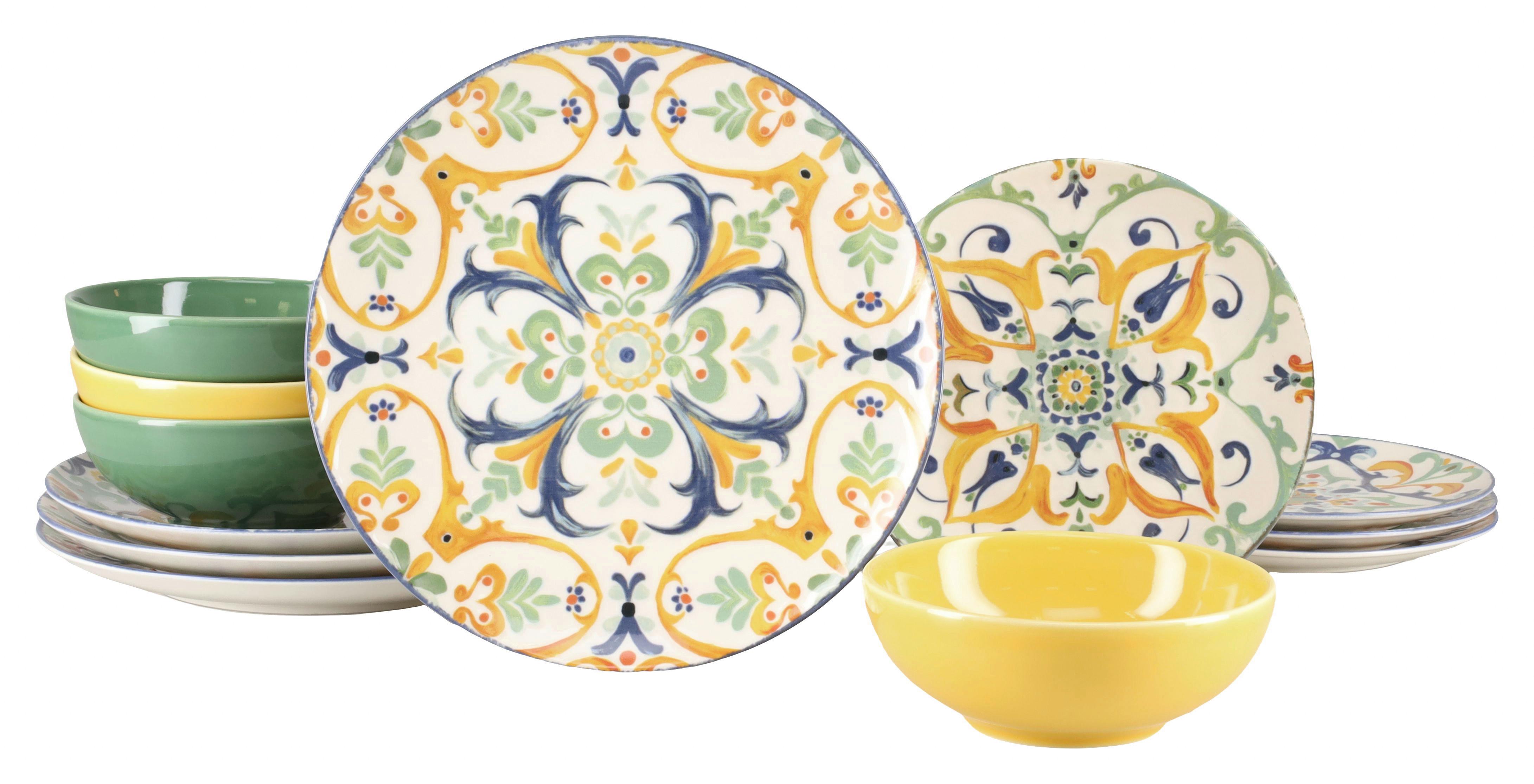 Tafelservice Giardini bunt Steinzeug, 12 -Teilig. - Multicolor, Basics, Keramik - Creatable