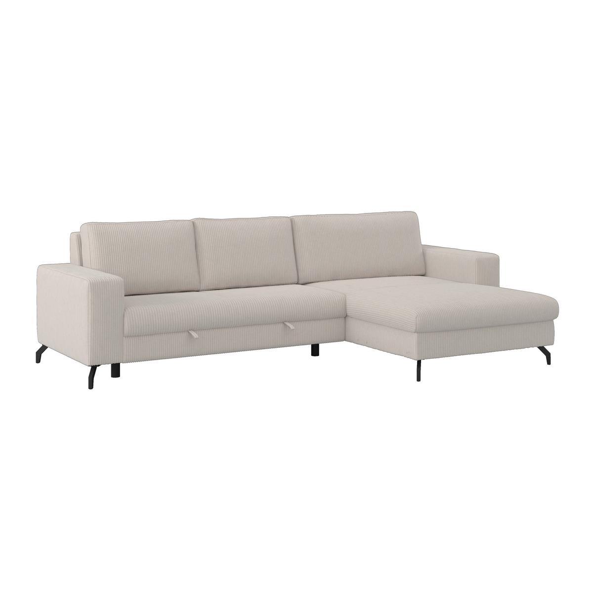 Ecksofa mit Bettkasten Cloud Perlmutt Cord 290x178 cm - Perlmutt, Trend, Textil (290/178cm)