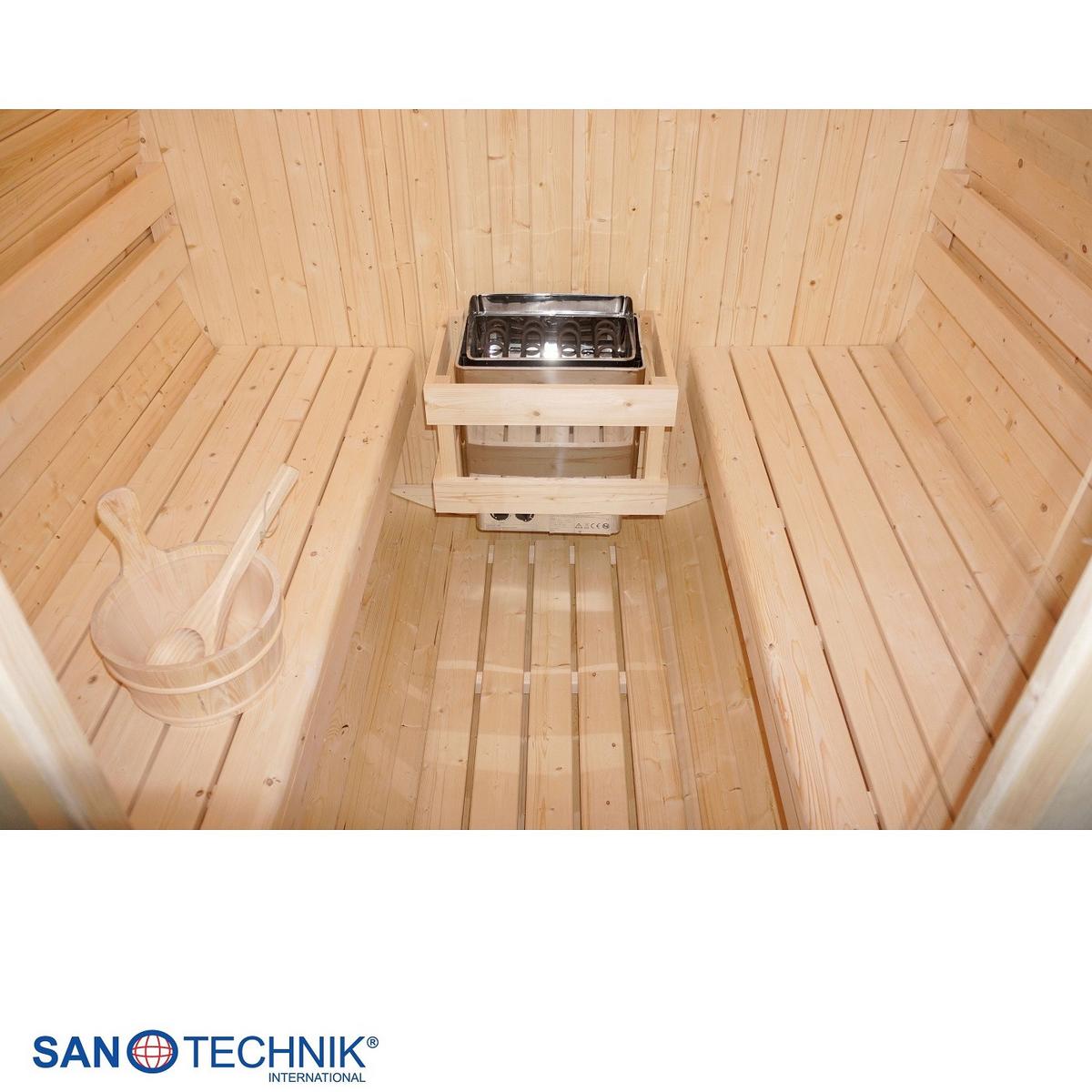 SAUNAFASS Tromsö Fichtefarben B: 180 cm - Fichtefarben, KONVENTIONELL, Glas/Holz (189/180/191,5cm) - Sanotechnik