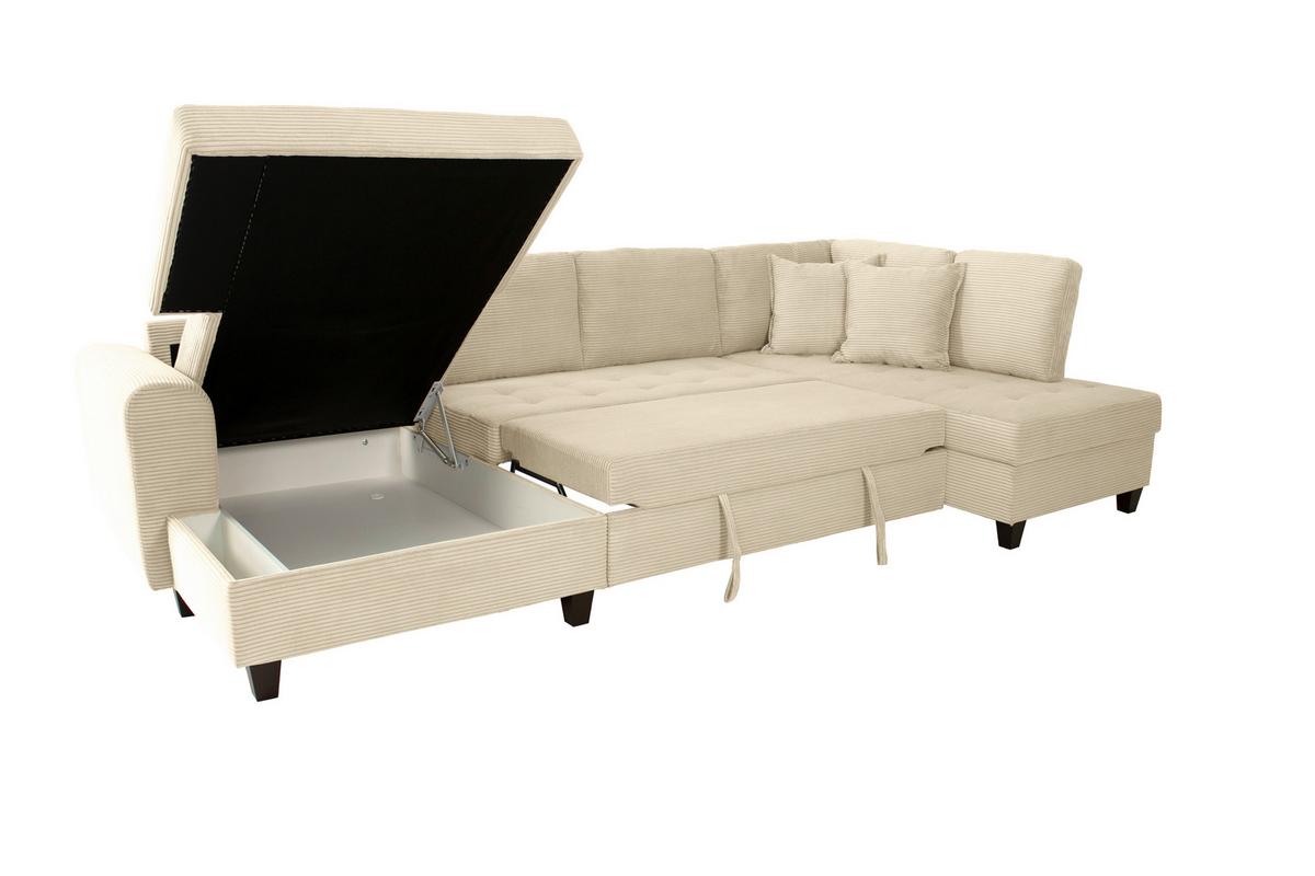 Wohnlandschaft Moritz Creme U-Form: 155x324x178 Cm - Creme, Trend, Textil (155/324/178cm)