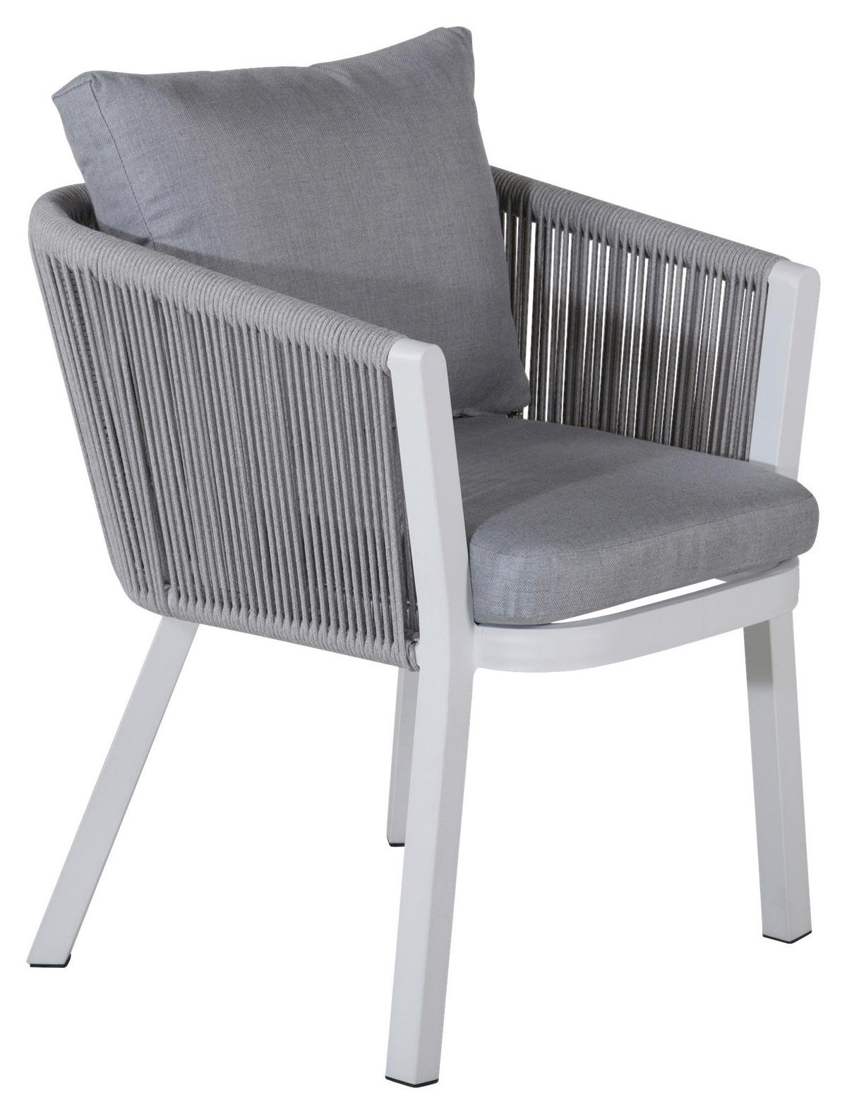 Gartenstuhl-Set Virya - Weiß/Grau, KONVENTIONELL, Textil/Metall (60/73/63cm) - Gardenson