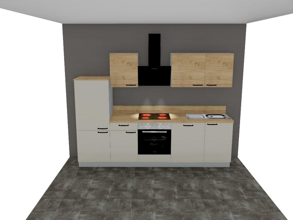 Küchenzeile Win/Plan mit Geräte B: 280 cm Eiche Dekor/Hellgrau - Basics, Holzwerkstoff (280cm) - Express