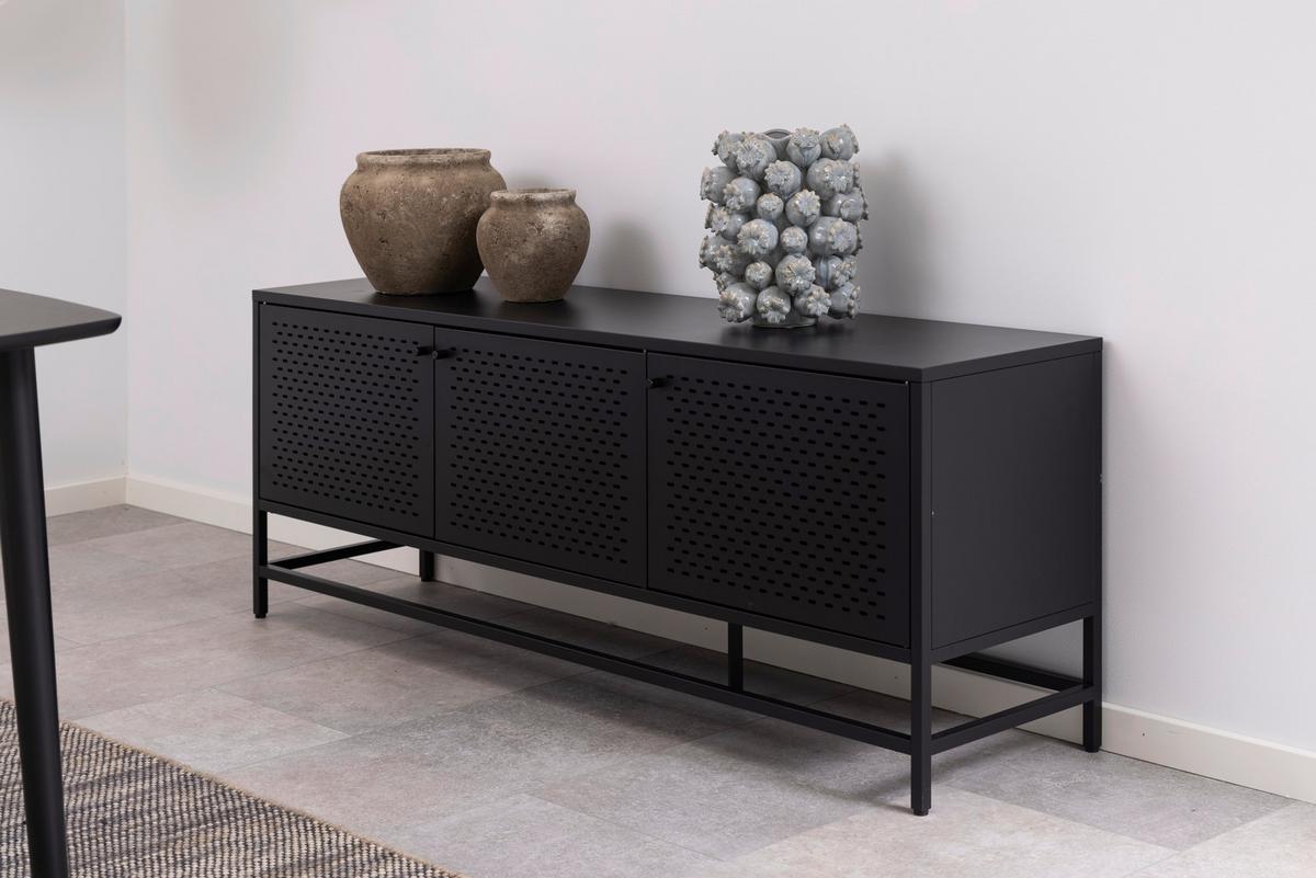 Sideboard Newcastle  B: 160 Cm Schwarz 3-Türig - Schwarz, KONVENTIONELL, Metall (160/60/40cm) - MID.YOU