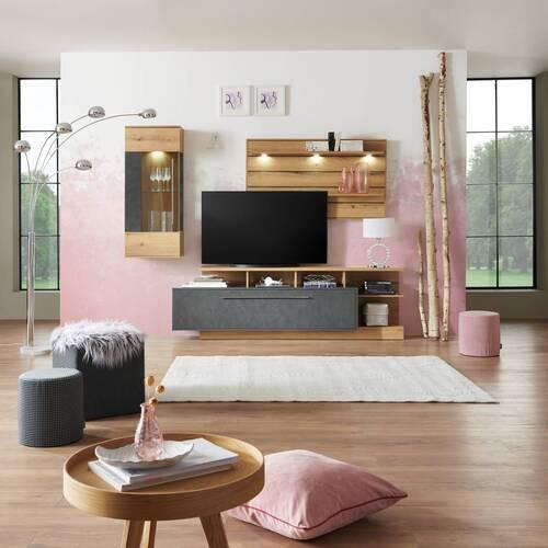 Wohnkombination Modern 3-Tlg. Limit, Matera/Eiche Dekor - MODERN, Glas/Holzwerkstoff (273/193,5/40cm)