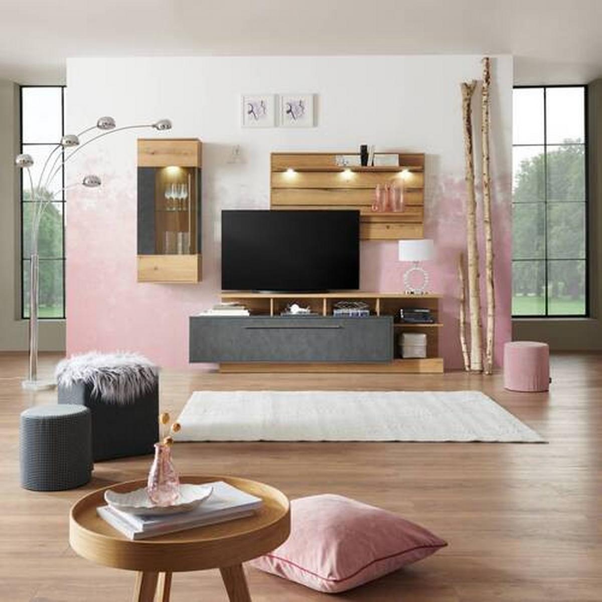 Wohnkombination Modern 3-Tlg. Limit, Matera/Eiche Dekor - MODERN, Glas/Holzwerkstoff (273/193,5/40cm)