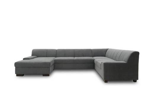 Wohnlandschaft Norma Dunkelgrau Webstoff - Wengefarben/Dunkelgrau, Design, Textil (153/328/212cm) - MID.YOU