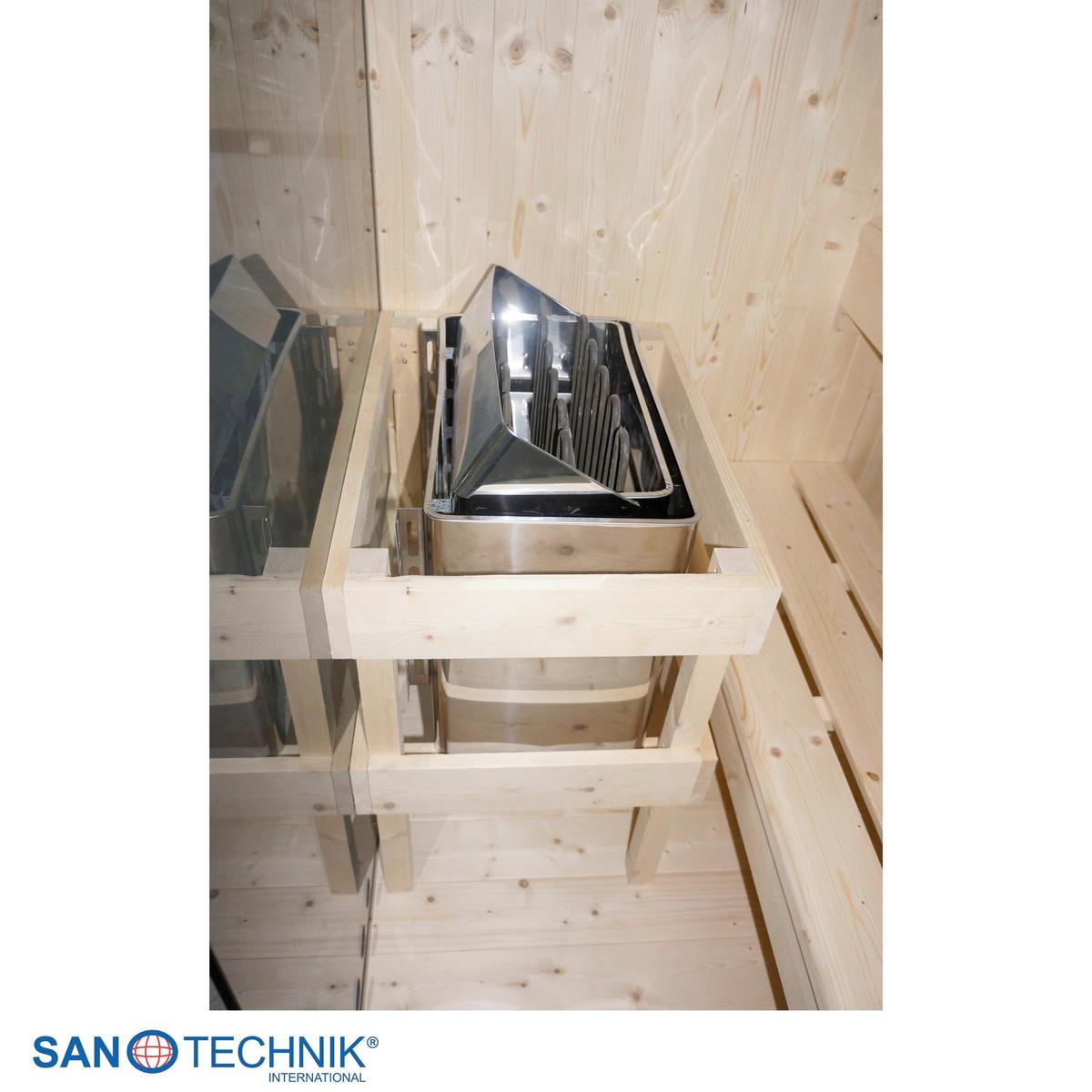 Sauna FALUN L geeignet für 2-3 Personen - Fichtefarben, Basics, Glas/Holz (150/120/200cm) - Sanotechnik