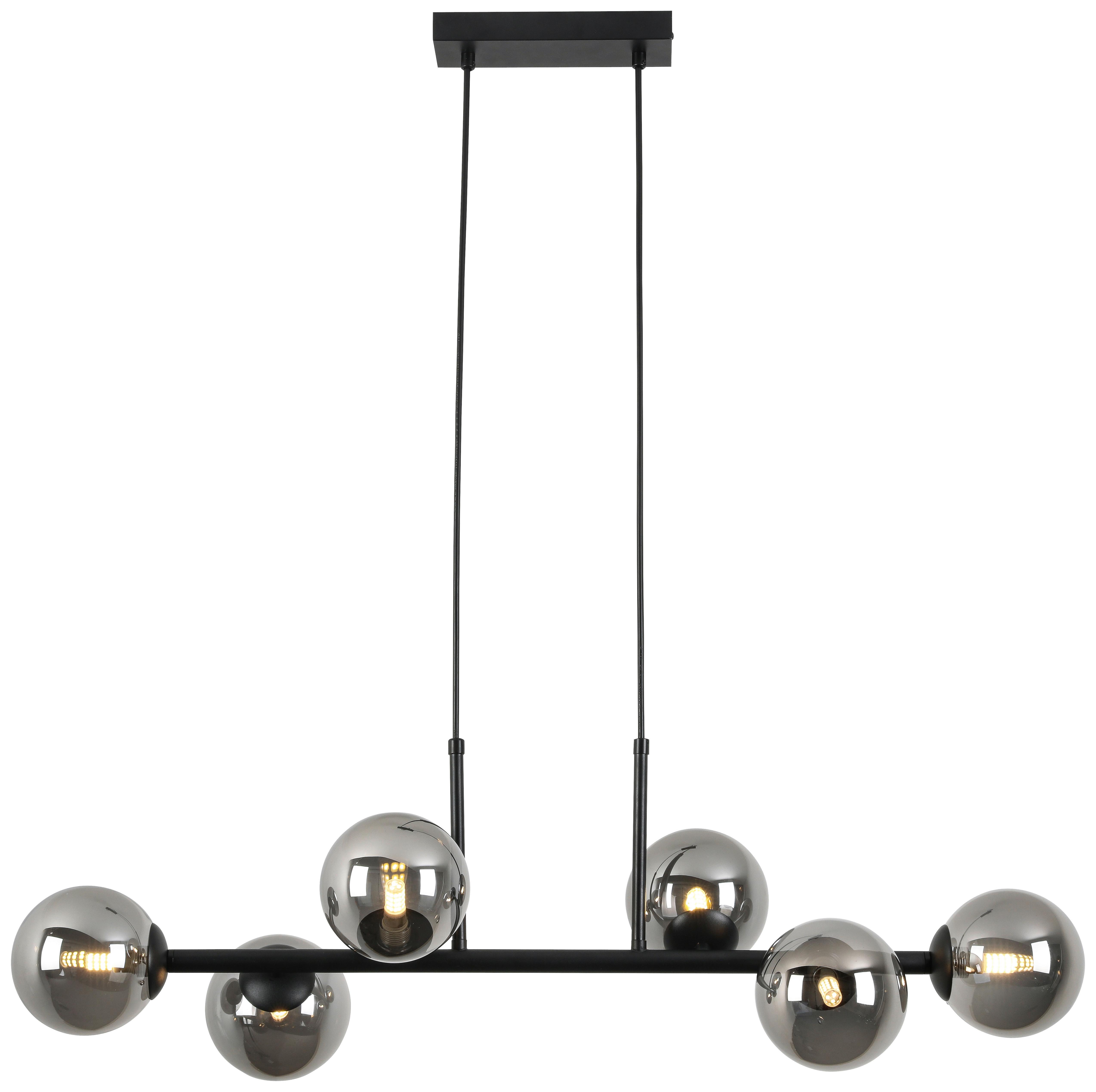 ZÁVESNÉ SVIETIDLO Lisib, 85/28/120cm - čierna/chrómová, Modern, kov/sklo (85cm) - Mömax