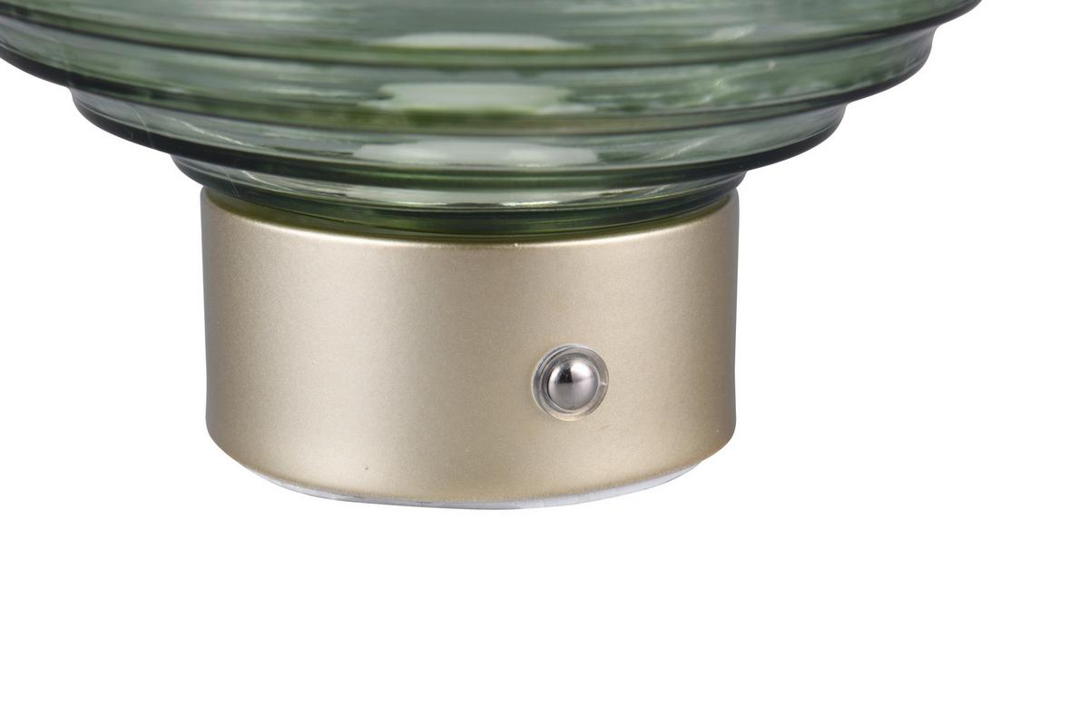 Akku-Tischleuchte R57771115 Earl - Messingfarben/Grün, KONVENTIONELL, Glas/Metall (15,5/14,5cm)