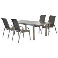 Gartengarnitur 5--teilig Di Lusso aus Aluminium - Anthrazit/Silberfarben, MODERN, Textil/Metall - Gardenson
