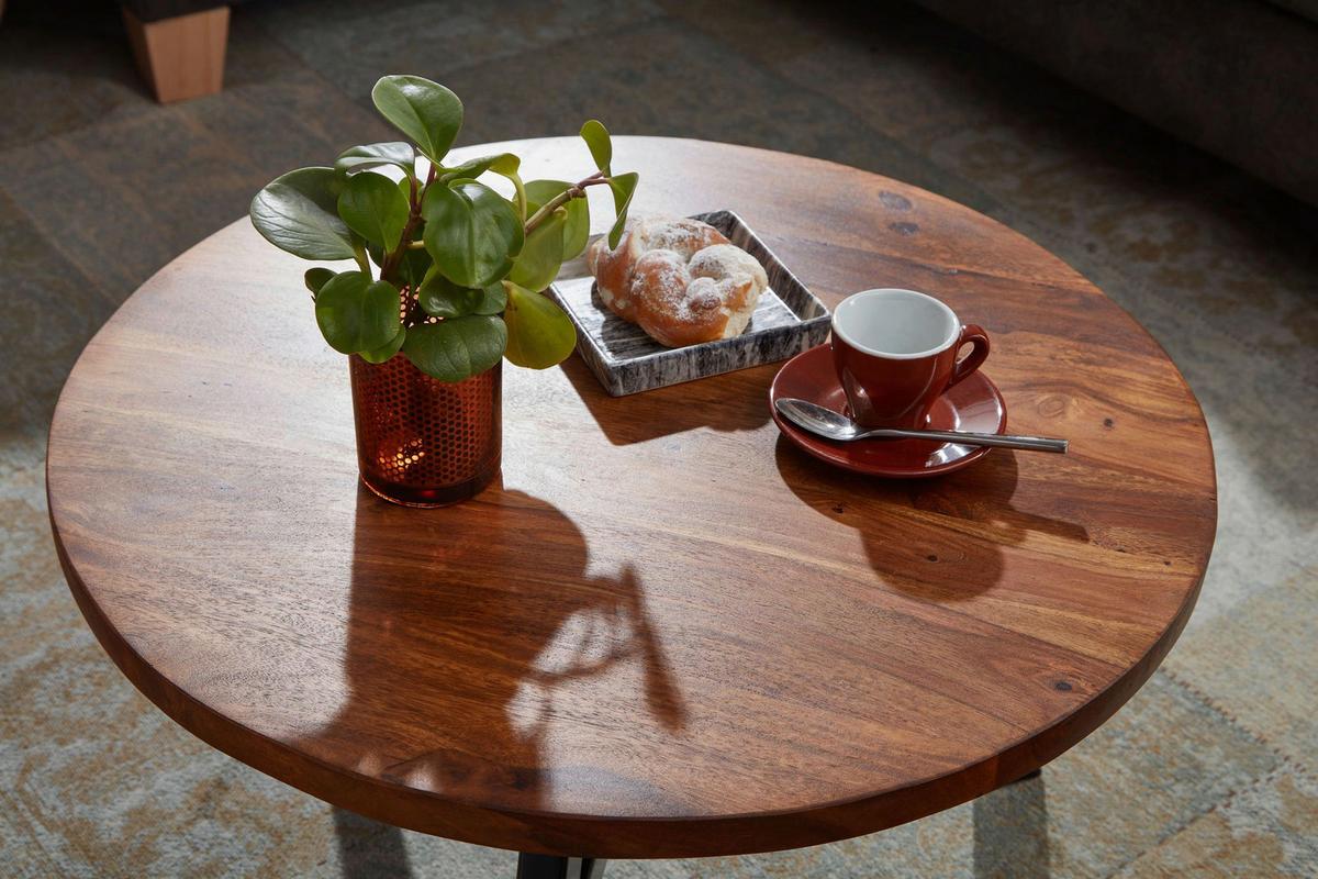 Konferenčný stolík z masívneho dreva š: 60cm - čierna/farba indického palisandra, Modern, kov/drevo (60/60/35cm) - MID.YOU
