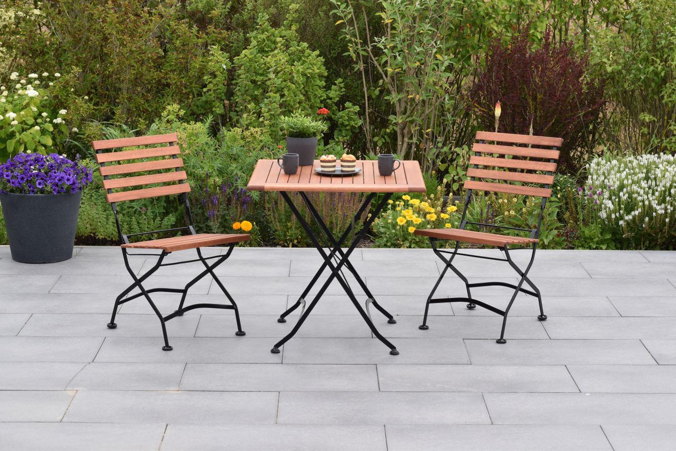 Gartentisch Schlossgarten - Graphitfarben/Naturfarben, MODERN, Holz (75/75/75cm) - Gardenson