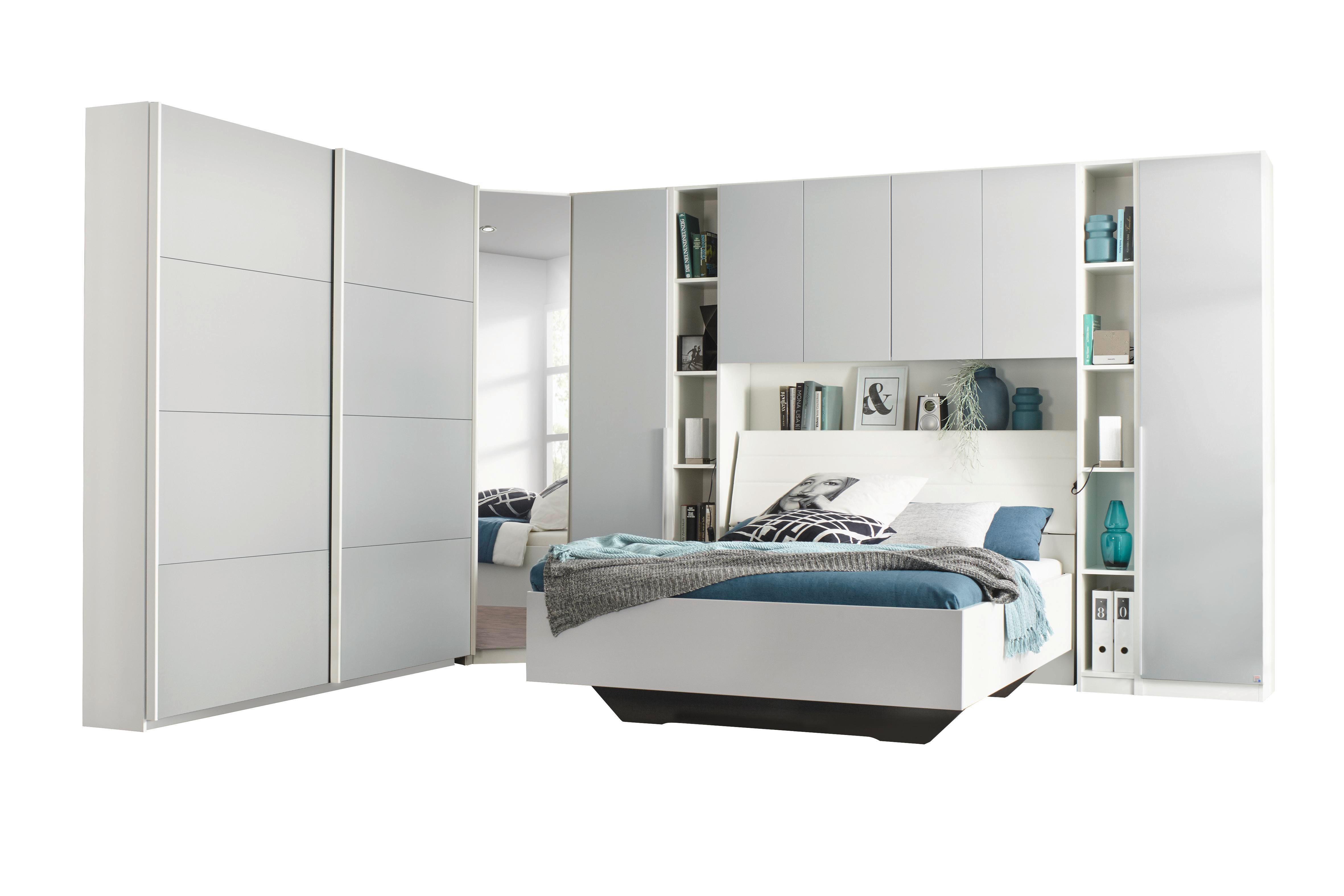 Eckschrank Mit Spiegel 87cm Memphis, Weiß - Hellgrau/Weiß, KONVENTIONELL, Holzwerkstoff (87/210/74cm) - Rauch Möbel