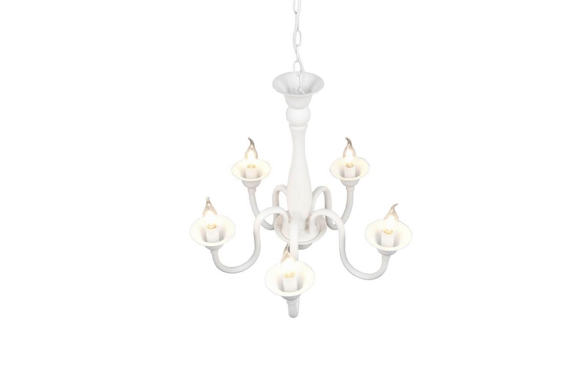 Kronleuchter Elsa 5xe14 Weiß Metall - ROMANTIK / LANDHAUS (56/150cm) - Trio Leuchten