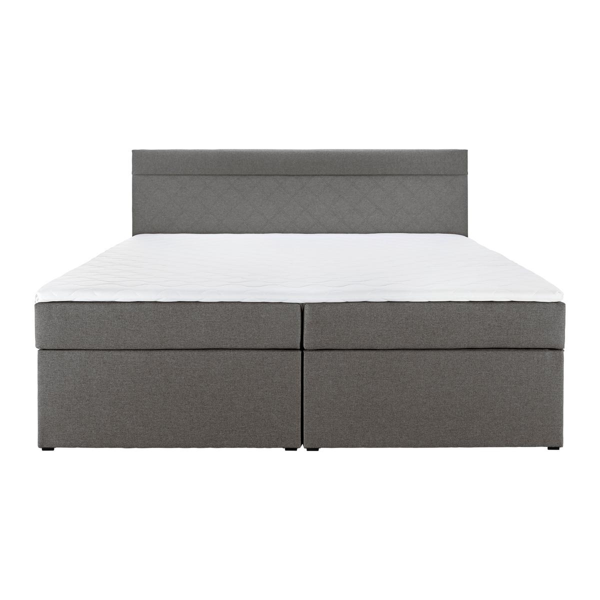 Boxspring posteľ s topperom Rosa, 180x200 cm, tmavosivá - čierna/sivá, Modern, drevo/kompozitné drevo (180/200cm) - Bessagi Home