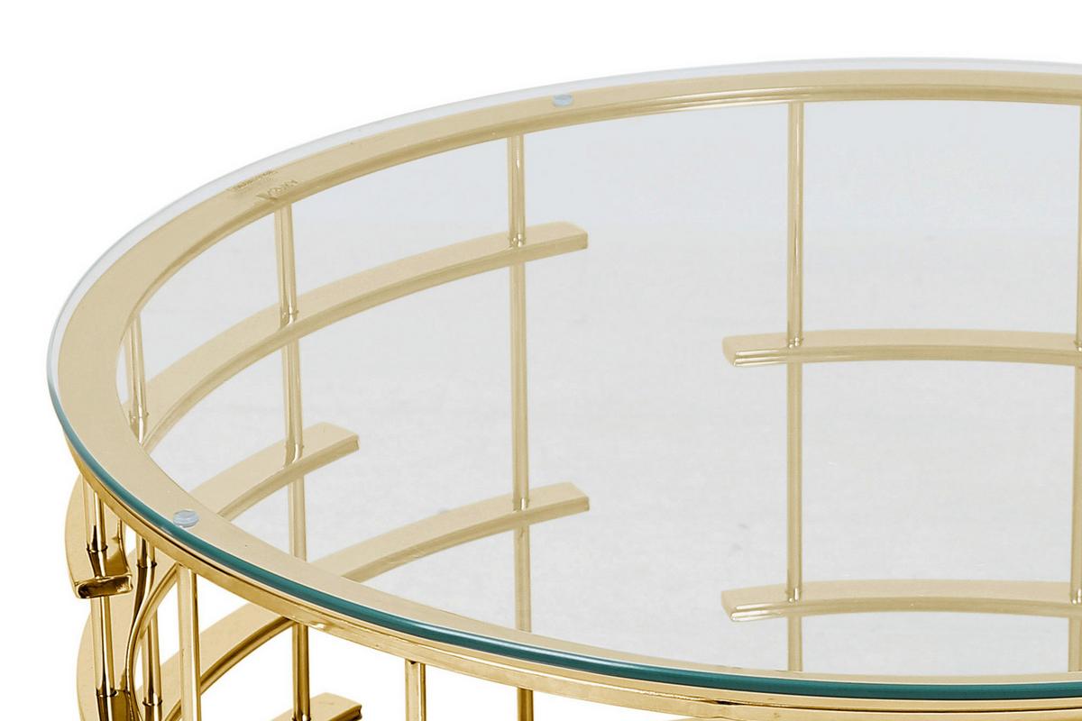 Couchtisch Goldfarben L: 90 Cm - Goldfarben, Design, Glas/Metall (90/90/42cm) - Livetastic