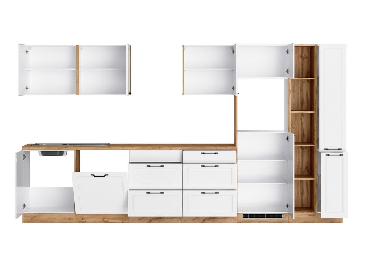 Küchenzeile Meran Ohne Geräte B: 360 Cm Weiß/eiche Dekor - Eiche Wotan/Weiß, LIFESTYLE, Holzwerkstoff (360cm) - Held