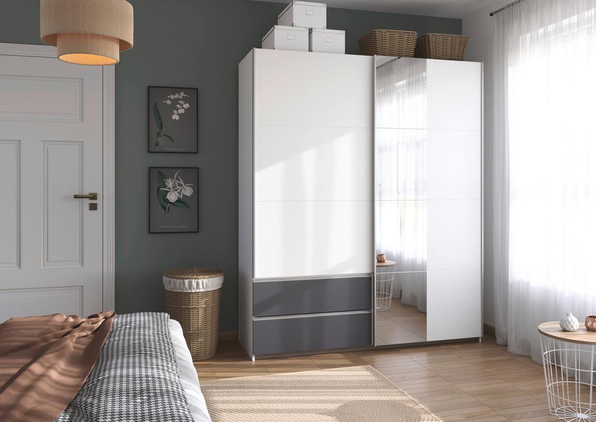 Schwebetürenschrank Stoke Grau Weiß B: 175 cm - Weiß/Grau, MODERN, Holzwerkstoff (175/210/59cm) - Rauch Möbel