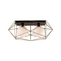 Deckenleuchte Abraxas L: 60 cm 2-Flammig Quadratisch - Goldfarben/Schwarz, Design, Metall (26,5/60/30cm)