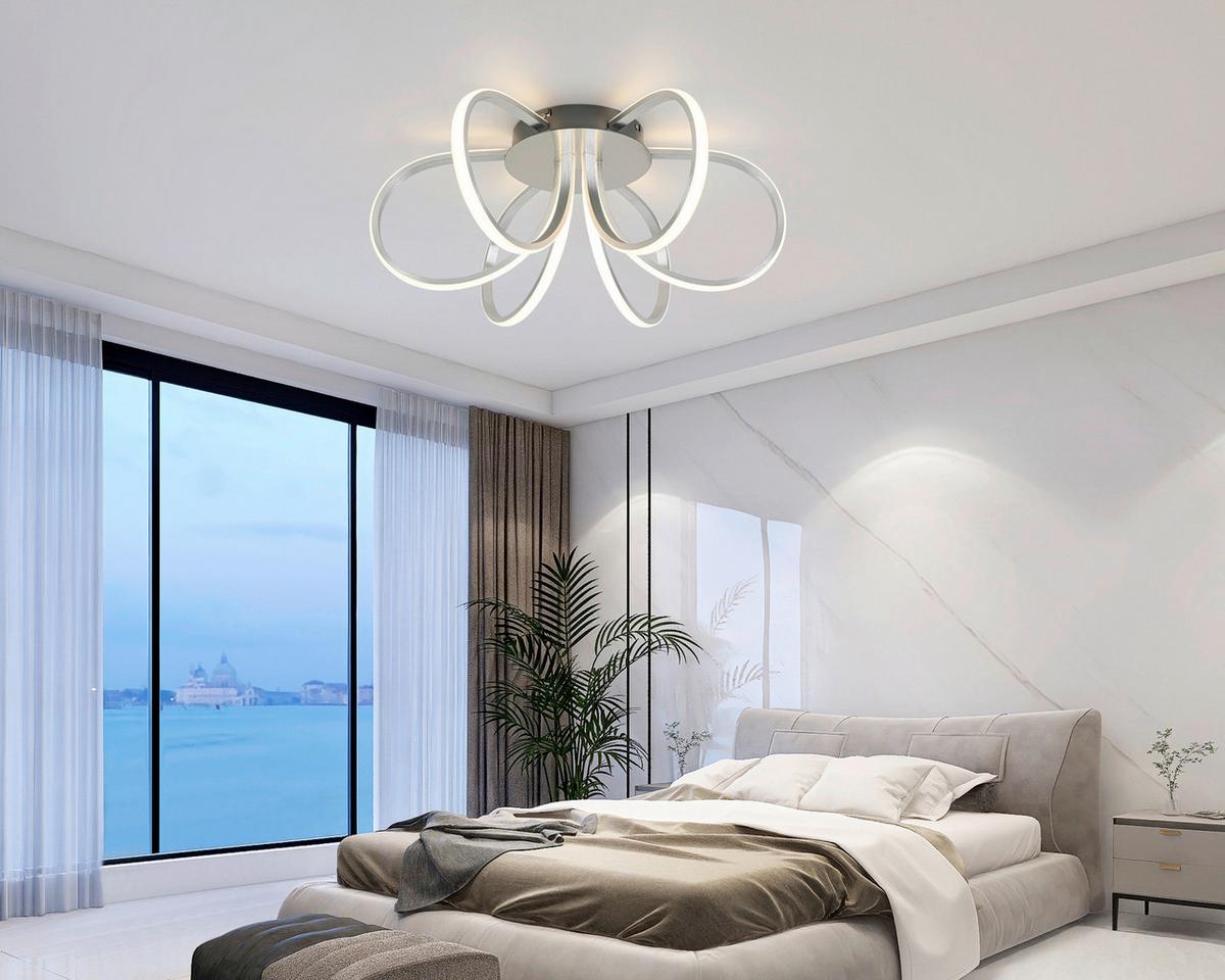 LED-Deckenleuchte Casey - Silberfarben/Nickelfarben, Basics, Kunststoff/Metall (55/22cm) - Luca Bessoni