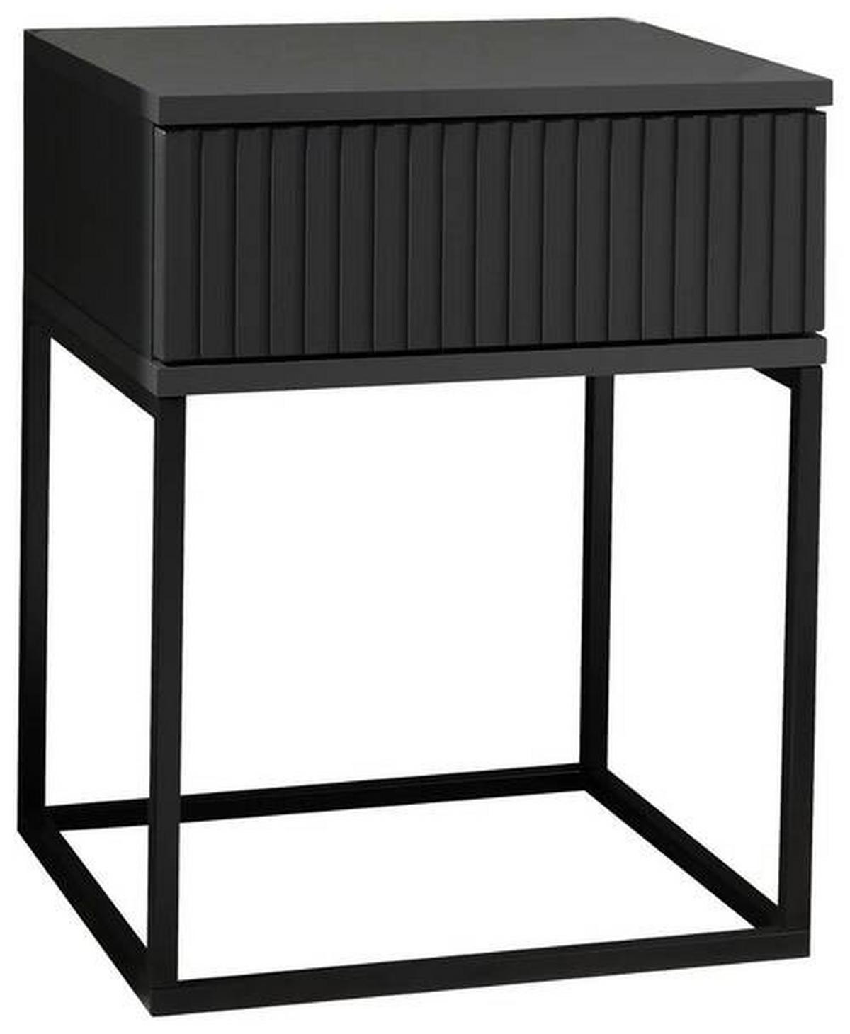 Nočný stolík MARLE grafit - čierna/grafitová, Modern, kov/kompozitné drevo (40/52/38,5cm) - Hom`in