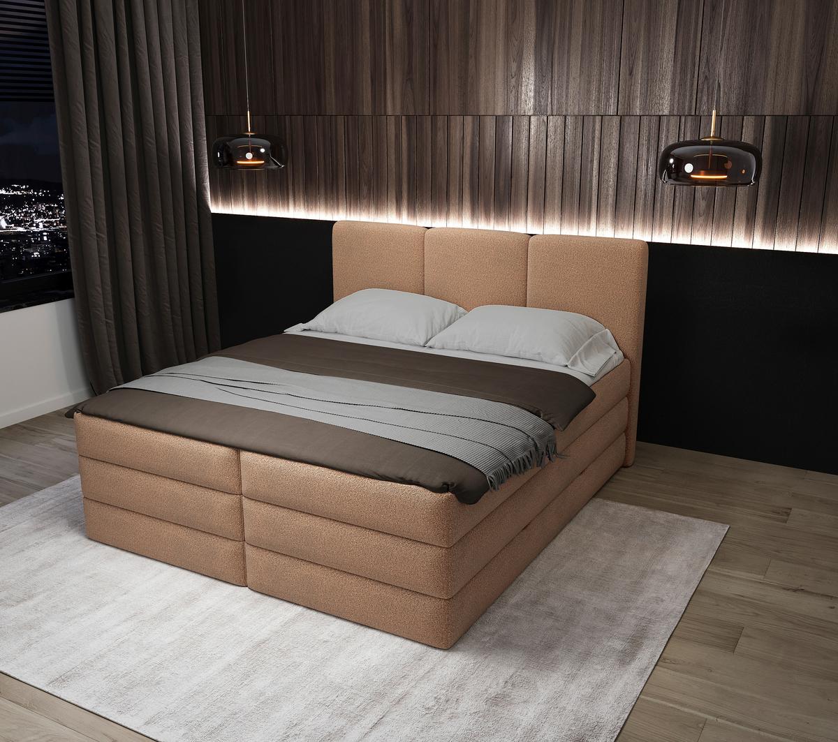Boxspringbett Castel K - Terracotta/Schwarz, MODERN, Holz/Holzwerkstoff (160/200cm) - MID.YOU