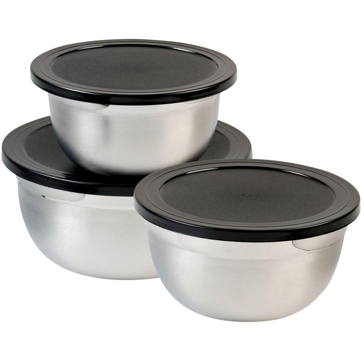 RÜHRSCHÜSSELSET Schwarz/Silberfarben, 3 -Teilig. - Silberfarben/Schwarz, Basics, Metall (18cm) - Kesper